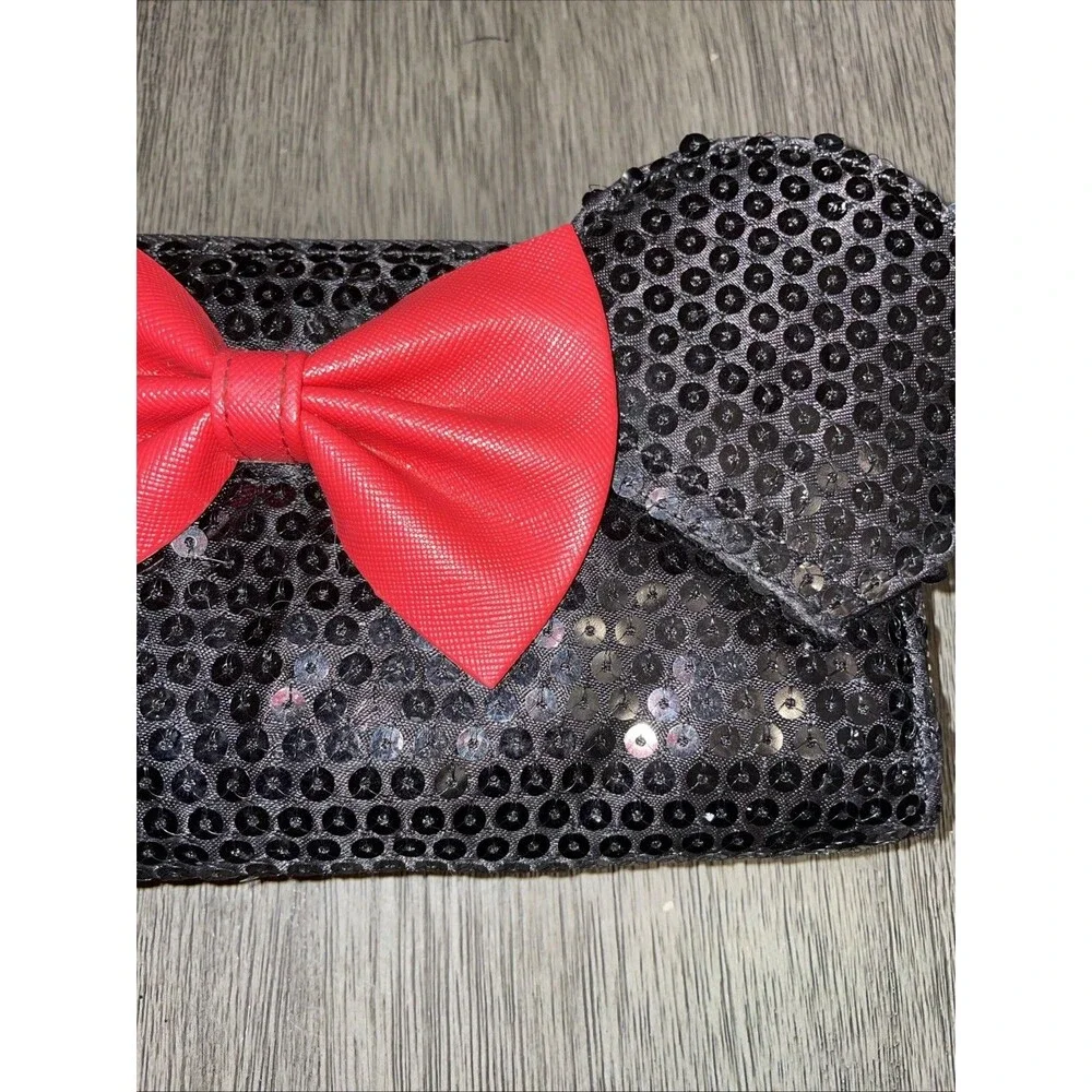 Loungefly x Disney Sequined Minnie Mouse Ears - Red Leather Bow - Wallet